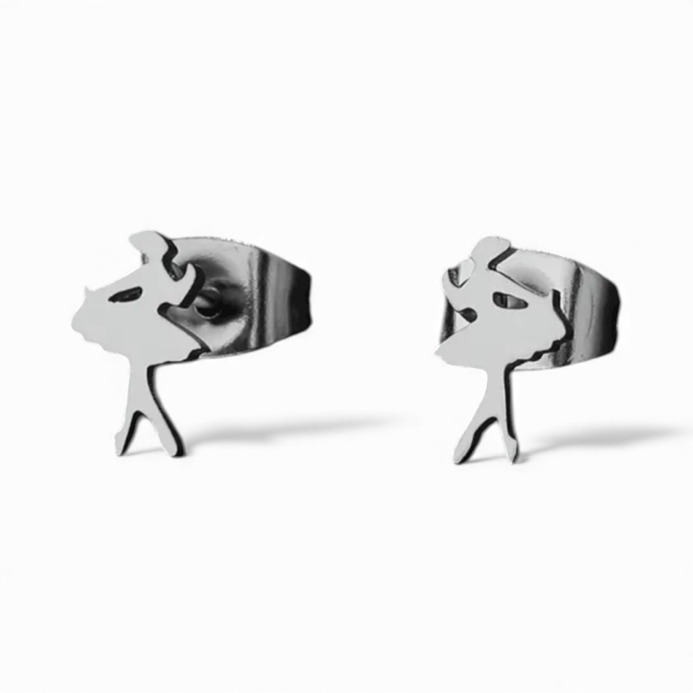 Silver Stainless Steel Ballerina Earrings